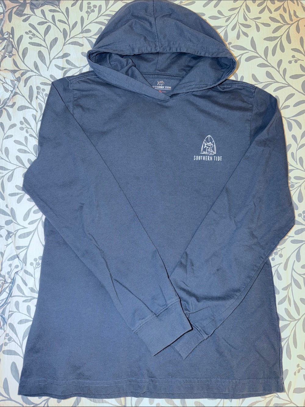 Southern Tide Navy Hooded Long-Sleeve Tee with Small Logo